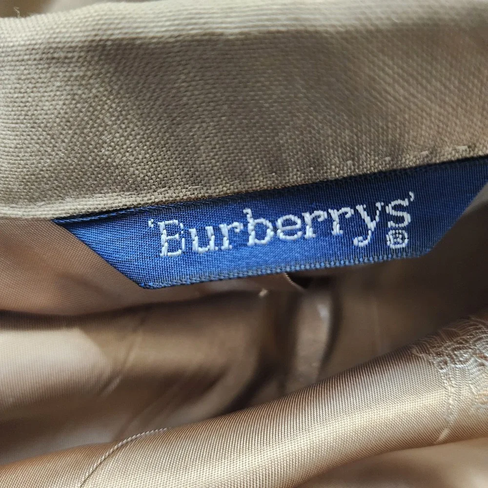 Burberrys‎ Pure Wool Blazer Sport Coat Jacket Gold Buttons Tan Logo Lined